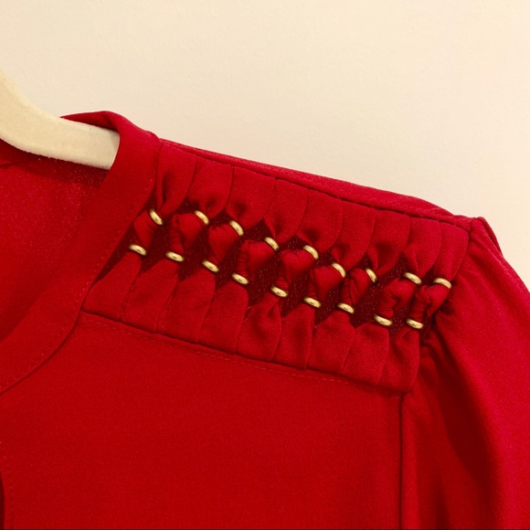 Diane Von Furstenburg Florina  red silk top - Picture 5 of 7
